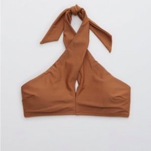 NWT Aerie crossover keyhole halter bikini top and matching high waisted bottom